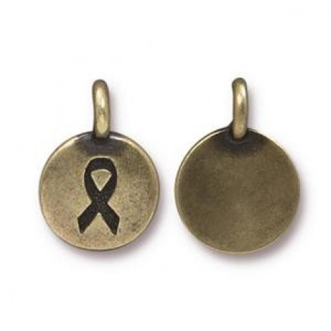 TierraCast 12mm Awareness Ribbon Charms - Brass Oxide - Pack of 2