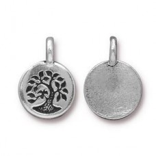 TierraCast 12mm Tree of Life Charms - Antique Silver Fine Silver Plated
