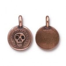 16x11mm TierraCast Skull Charm - Ant Copper - Pack of 2