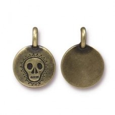 16x11mm TierraCast Skull Charm - Brass Oxide - Pack of 2