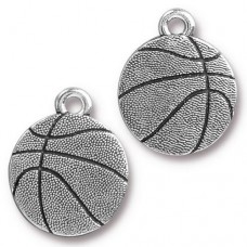 19mm TierraCast Basketball Charms - Ant Silver - Each