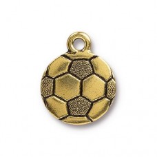 18mm TierraCast Soccer Ball Charm - Ant Gold - Each - Pack of 2