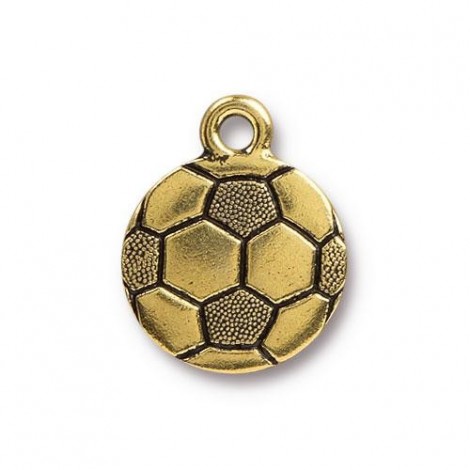 18mm TierraCast Soccer Ball Charm - Ant Gold
