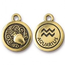 19x16mm TierraCast Gold Zodiac Charms - Aquarius - Each