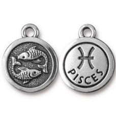 19x16mm TierraCast Silver Zodiac Charms - Pisces - Each