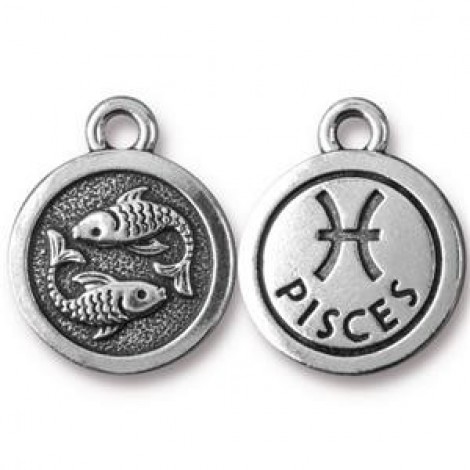 19x16mm TierraCast Silver Zodiac Charms - Pisces - Each