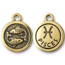 19x16mm TierraCast Gold Zodiac Charms - Pisces - Each
