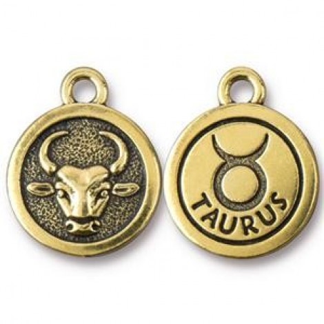 19x16mm TierraCast Gold Zodiac Charms - Taurus - Each