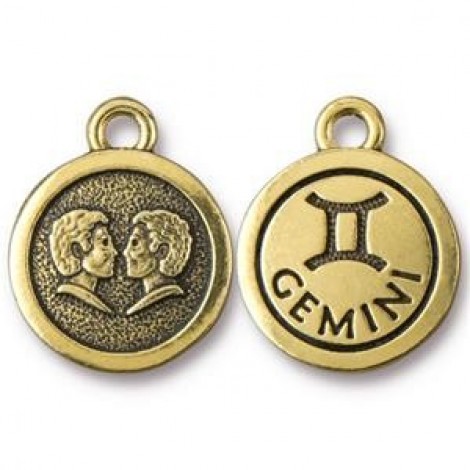 19x16mm TierraCast Gold Zodiac Charms - Gemini - Each 19x16mm TierraCast Gold Zodiac Charms - Gemini - Each