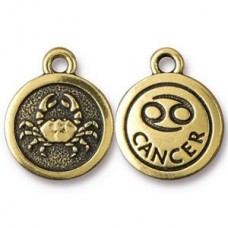 19x16mm TierraCast Gold Zodiac Charms - Cancer - Each