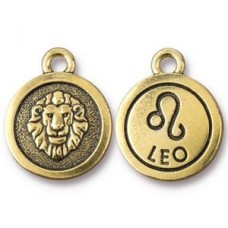19x16mm TierraCast Gold Zodiac Charms - Leo - Each