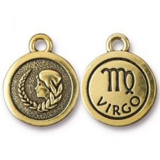 19x16mm TierraCast Gold Zodiac Charms - Virgo - Each