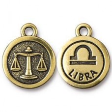 19x16mm TierraCast Gold Zodiac Charms - Libra - Each