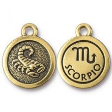 19x16mm TierraCast Gold Zodiac Charms - Scorpio
