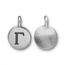 17x12mm Silver TierraCast Greek Letter Charm - Gamma - Each