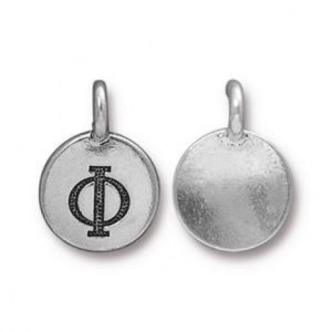17x12mm Silver TierraCast Greek Letter Charm - Phi - Each