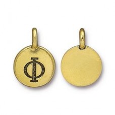 17x12mm Gold TierraCast Greek Letter Charm - Phi - Each