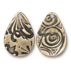 20x14mm TierraCast Flora Large Teardrop - Brass Oxide - Pack of 2