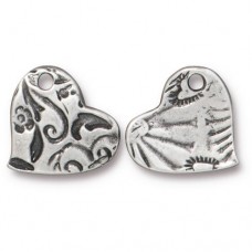 13.9mm TierraCast Amor Heart Charm - Antique Pewter