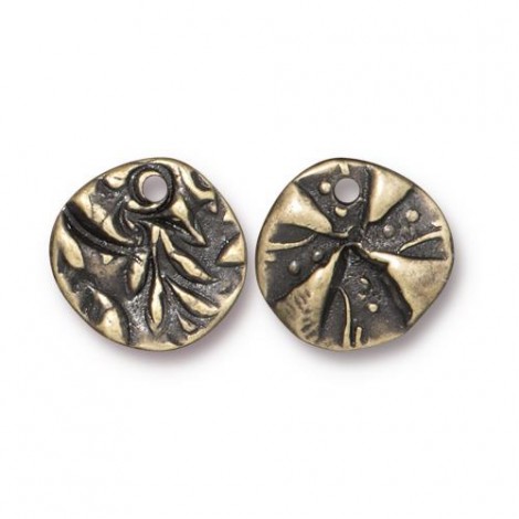 12.2x12.4mm TierraCast Jardin Charm - Brass Oxide - Pack of 2