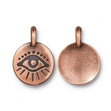 12mm TierraCast Evil Eye Charm - Antique Copper - Pack of 2