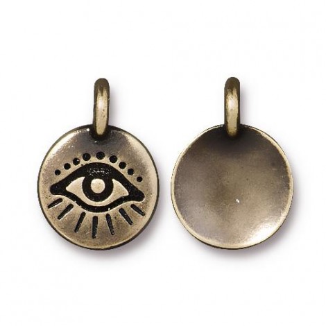 12mm TierraCast Evil Eye Charm - Brass Oxide - Pack of 2 12mm TierraCast Evil Eye Charm - Brass Oxide - Pack of 2