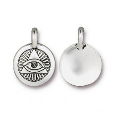 12mm TierraCast Eye of Providence Charm - Antique Silver - Pack of 2