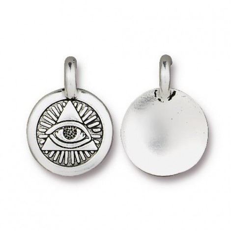 12mm TierraCast Eye of Providence Charm - Antique Silver - Pack of 2