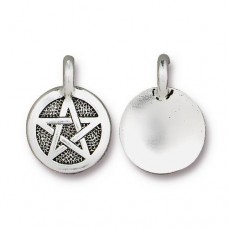 12mm TierraCast Pentagram Charm - Antique Silver - Pack of 2