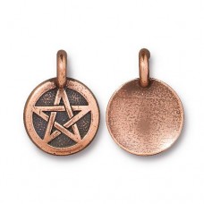 12mm TierraCast Pentagram Charm - Antique Copper