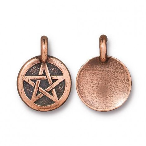 12mm TierraCast Pentagram Charm - Antique Copper - Pack of 2