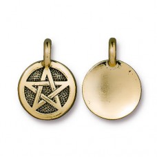 12mm TierraCast Pentagram Charm - Antique Gold - Pack of 2
