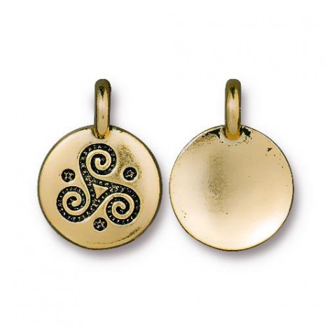 12mm TierraCast Triple Spiral Charm - Antique Gold - Pack of 2 12mm TierraCast Triple Spiral Charm - Antique Gold - Pack of 2