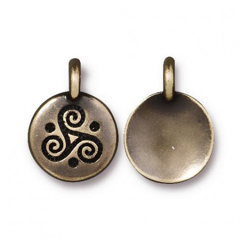 12mm TierraCast Triple Spiral Charm - Brass Oxide - Pack of 2 12mm TierraCast Triple Spiral Charm - Brass Oxide - Pack of 2