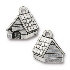 15mm TierraCast Dog House Charm - Antique Silver