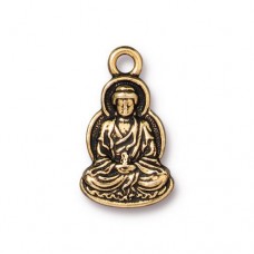 21mm TierraCast Buddha Charm - Antique 22K Gold Plated