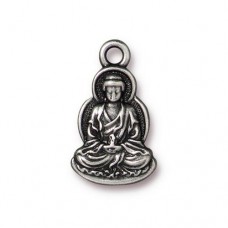 21mm TierraCast Buddha Charm - Antique Pewter - each