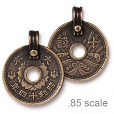 25x21mm TierraCast Asian Coin Pendant - Brass Oxide