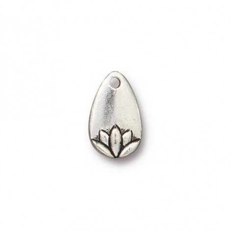 13x8mm TierraCast Lotus Petal Drops - Antique Fine Silver Plated - Pack of 2