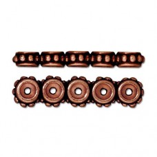 26mm TierraCast Beaded 5-Strand Spacer Bars - Ant Copper - Pack of 2