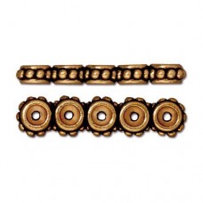 26mm TierraCast 5-Hole Beaded Spacer Bars - Antique Gold