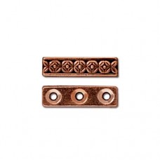 15mm TierraCast Deco Rose 3-Hole Spacer Bar - Antique Copper - Pack of 2