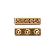 15mm TierraCast Deco Rose 3-Hole Spacer Bar - Antique Gold - Pack of 2