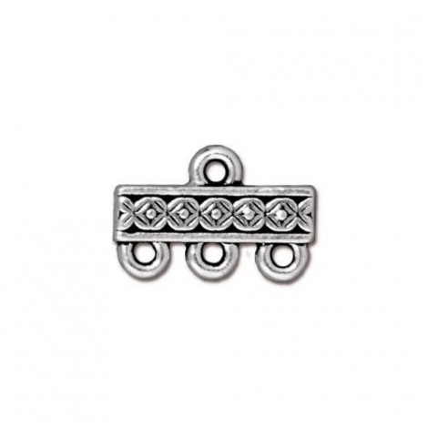 15mm TierraCast Deco Rose 3-1 Link Bars - Ant Silver