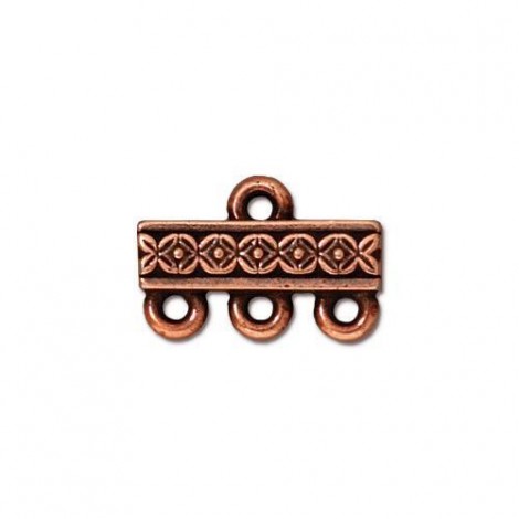 15mm TierraCast Deco Rose 3-1 Link Bars - Ant Copper
