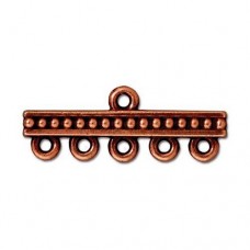 25mm TierraCast Beaded 5-1 Link Bar - Ant Copper - Pack of 2