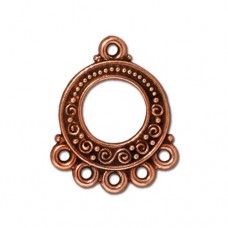 22x18mm TierraCast Spirals & Beads 5-1 Drop - Antique Copper Plated