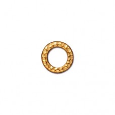 9mm TierraCast Small Hammertone Ring Links - Bright 22K Gold Plated