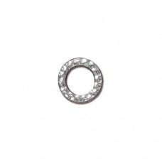 9mm TierraCast Small Hammertone Ring Links - White Bronze Plated (Silver) - Pack of 2