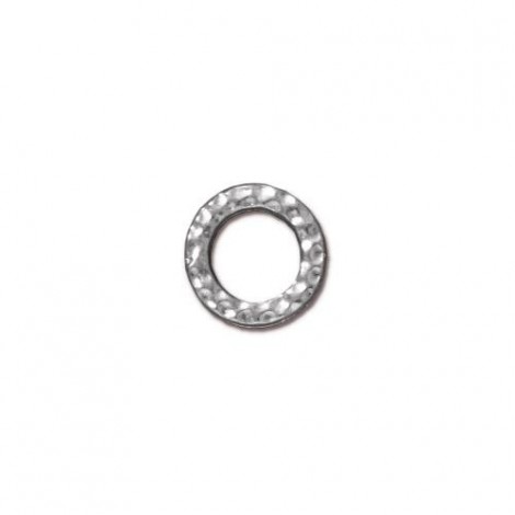9mm TierraCast Small Hammertone Ring Links - White Bronze Plated (Silver) - Pack of 2